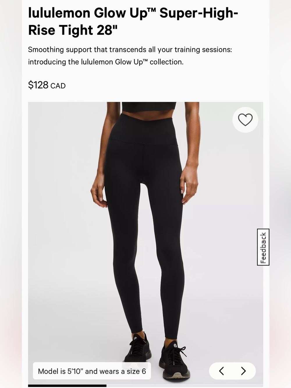 lululemon athletica Glow Up Super High Rise Tight 28” - size 8